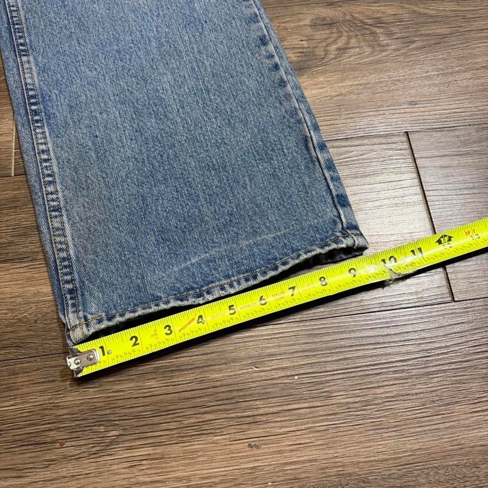 Vintage Y2K baggy bootcut fit Arizona blue distressed faded jeans Size 32x32 - Picture 8 of 8